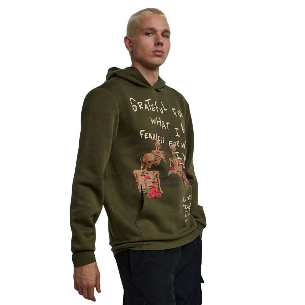 Reason  Graphic Hoodie Men’s XL Olive Green Skeleton Roses Grateful Pullover - Picture 9 of 11